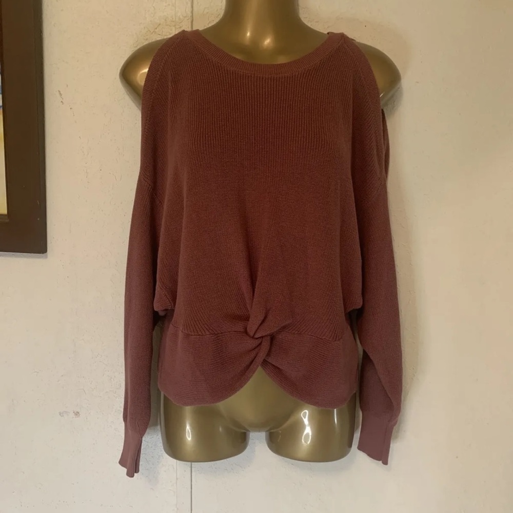 Express Top Pink  Women's Size XS Cold Shoulder Front Knot Shirt